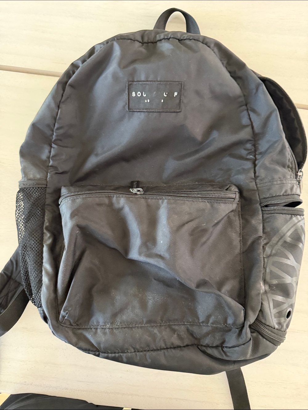 soulcycle Black Men's Backpack with Front Zip Pocket